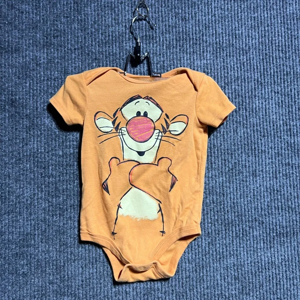 Disney Baby Bodysuit Kids 18M Orange Tigger Winnie the Pooh Short Sleeve Romper